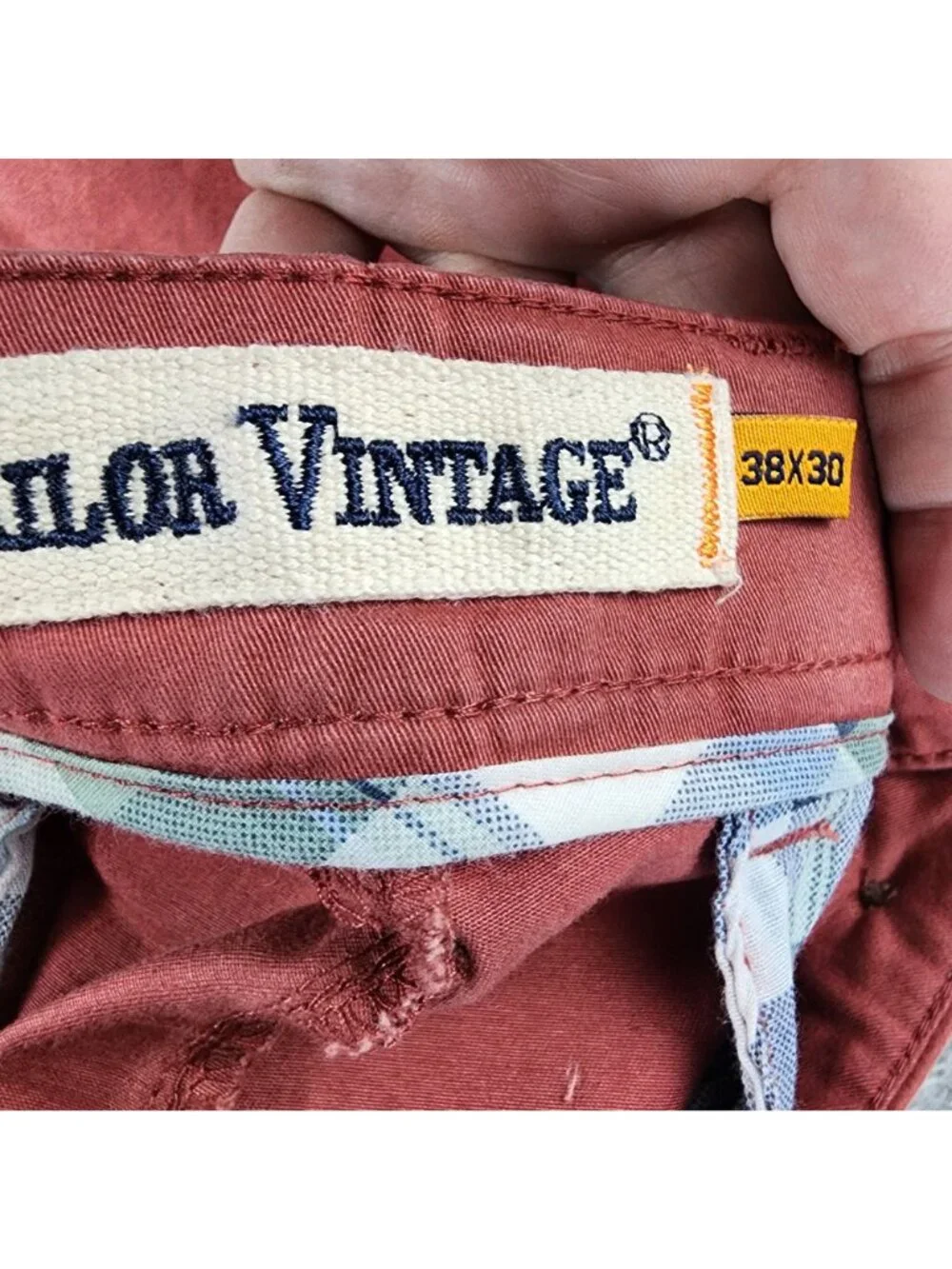 Tailor Vintage Pants Mens 38x30 Red Stretch High Rise Slim Fit *NWT*